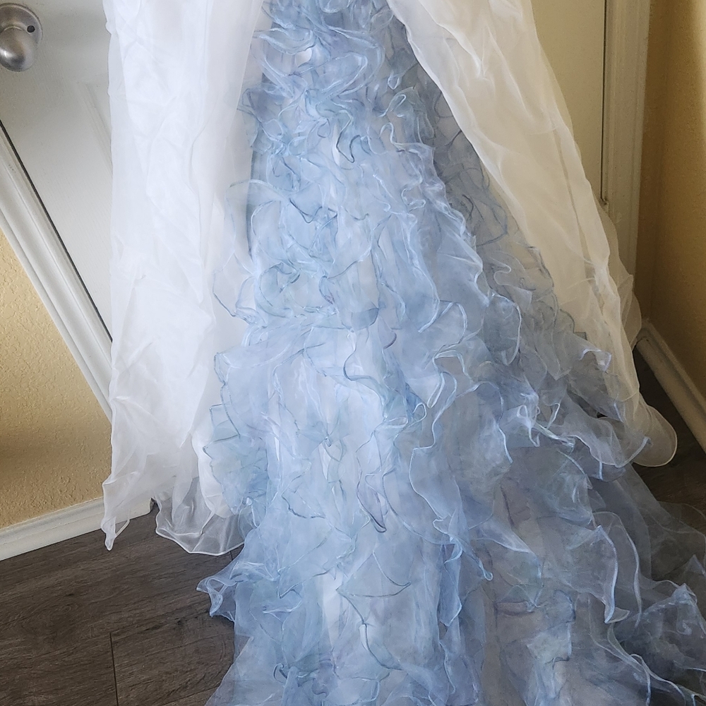 David's Bridal Blue and White Wedding Dress